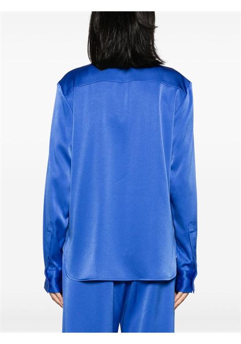 Blue bow-collar satin blouse - women ALEX PERRY | T191BLBLL